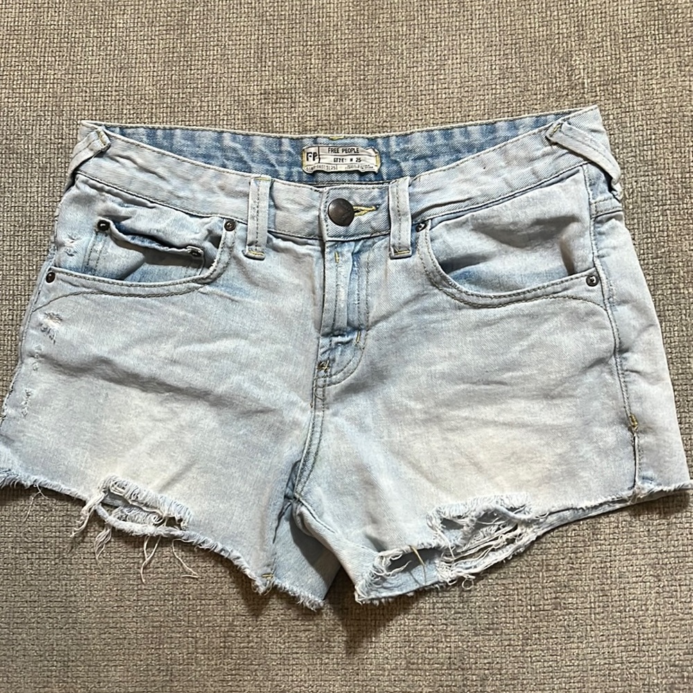 Free People Distressed Jean Shorts